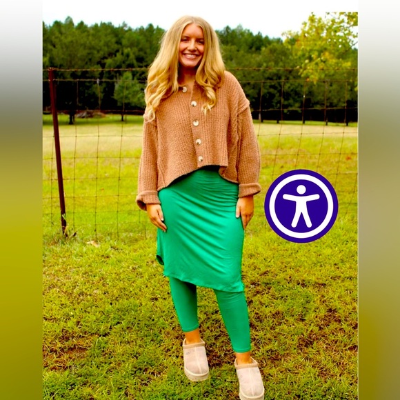 Skirted leggings, green t-shirt fabric, BRAND NEW - Picture 1 of 2